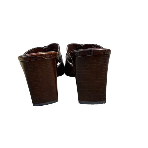 Franco Sarto Brown‎ Croc Embossed Leather Sandals - Size 7 - Picture 4 of 6